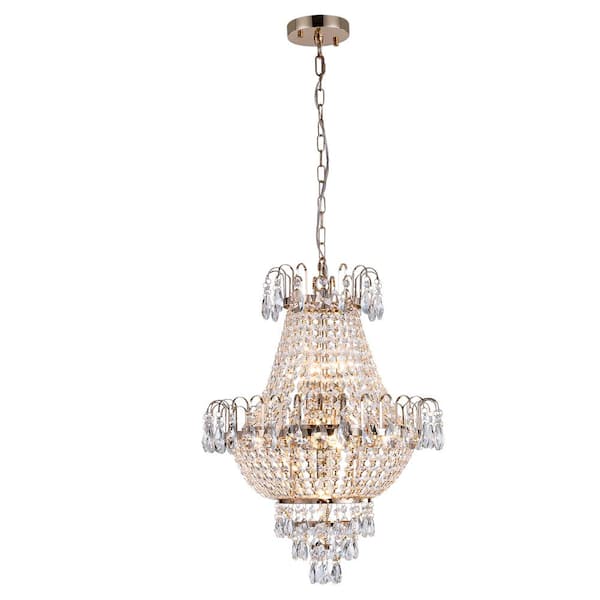 CIPACHO 7-Light Gold Luxury Crystal Chandelier for Livingroom with No Bulbs Included