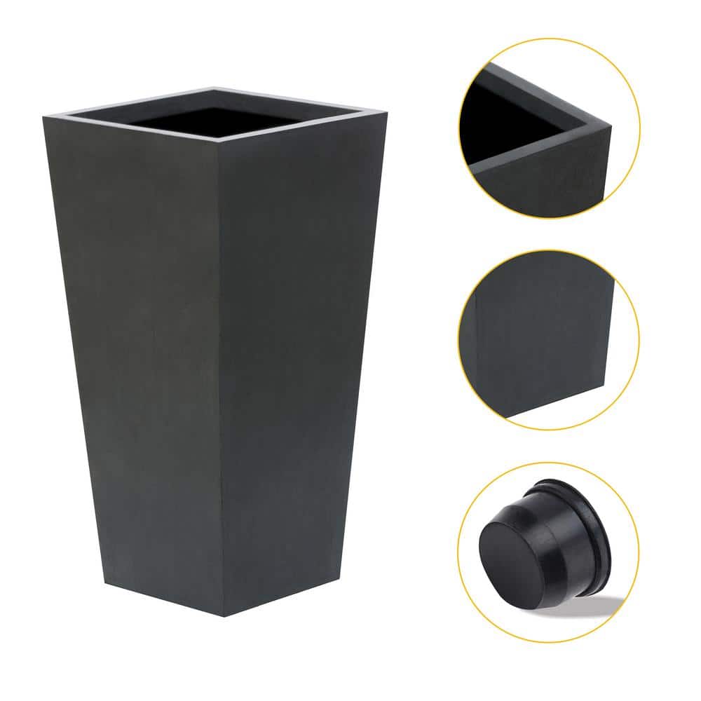 Modern Square Tapered Outdoor-Indoor Planter in Sleek Gray