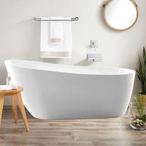 Bourges 55 in. Acrylic Flatbottom Bathtub in White/Integrated Overflow