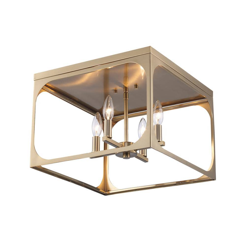 Antique Gold Metal Cage Flush Mount Ceiling Light