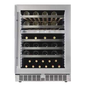 Professional Dual Zone 51 Bottle Built-in Wine Cooler in Stainless Steel