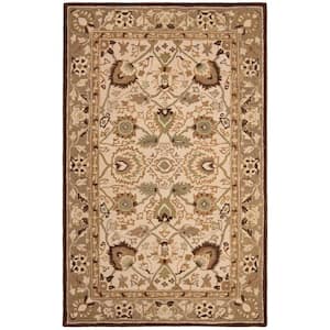 Anatolia Ivory/Brown 5 ft. x 8 ft. Border Floral Area Rug