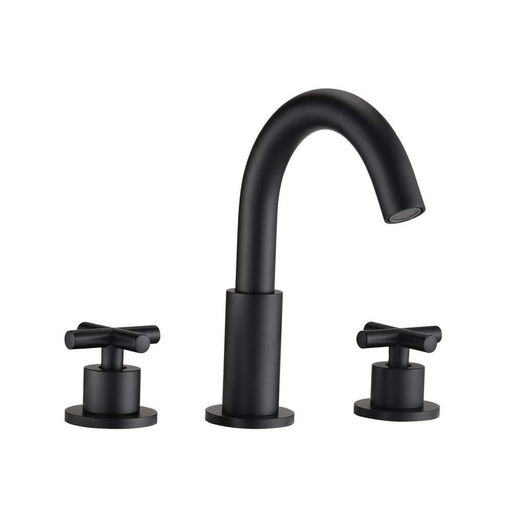 YASINU 8 in. Widespread Double Handles High Arc Bathroom Faucet in Matte Black YNDC765MB - The ...