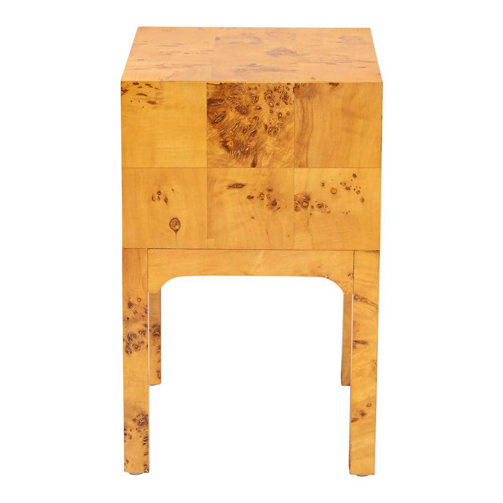 Kayla Light Mappa Burl Wood 2-Drawer Nightstand