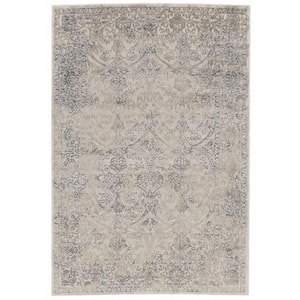 Ivory Gray and Black 2 ft. x 3 ft. Abstract Area Rug