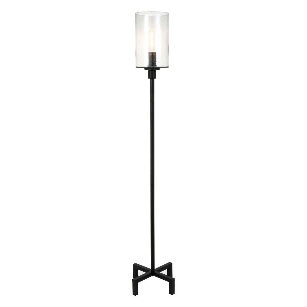 Panos 66" Industrial Bronze Floor Lamp with Seeded Glass Shade