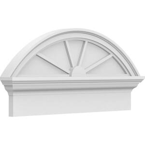 28 in. W x 13-7/8 in. H x 2-3/4 in. P Segment Arch 4 Spoke Signature Urethane Combination Pediment, Primed Tan