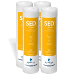 4 Pack Sediment Water Filter Replacement - 5 Micron - Under Sink and Reverse Osmosis System Filters