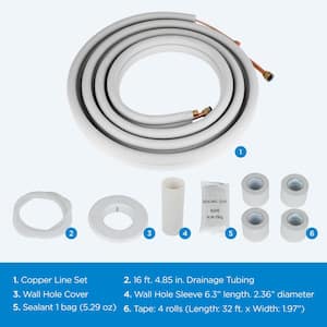 24.6 ft. Refrigerant Line Set with Copper Flared Fittings Compatible with BSA1215MC Inverter Mini Split Air Conditioner
