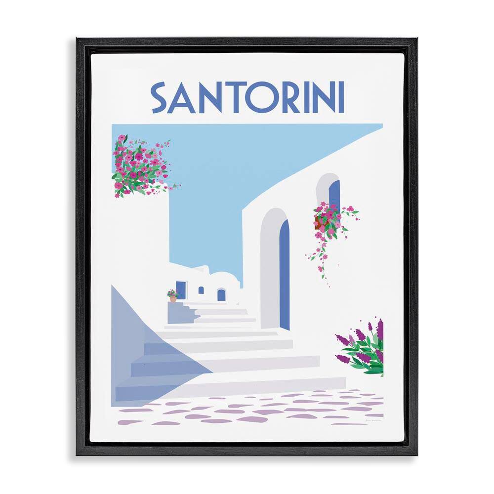 Santorini White Architecture by Omar Escalante Black Floater Frame Culture Graphic Art Print 31 in. x 25 in.