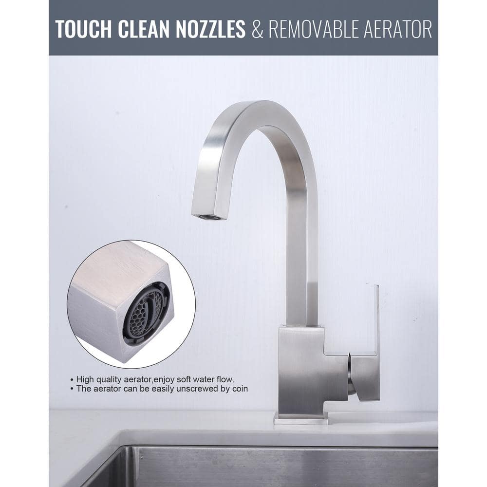 Brushed Nickel Single Handle Modern Bar Faucet with Ceramic Valve
