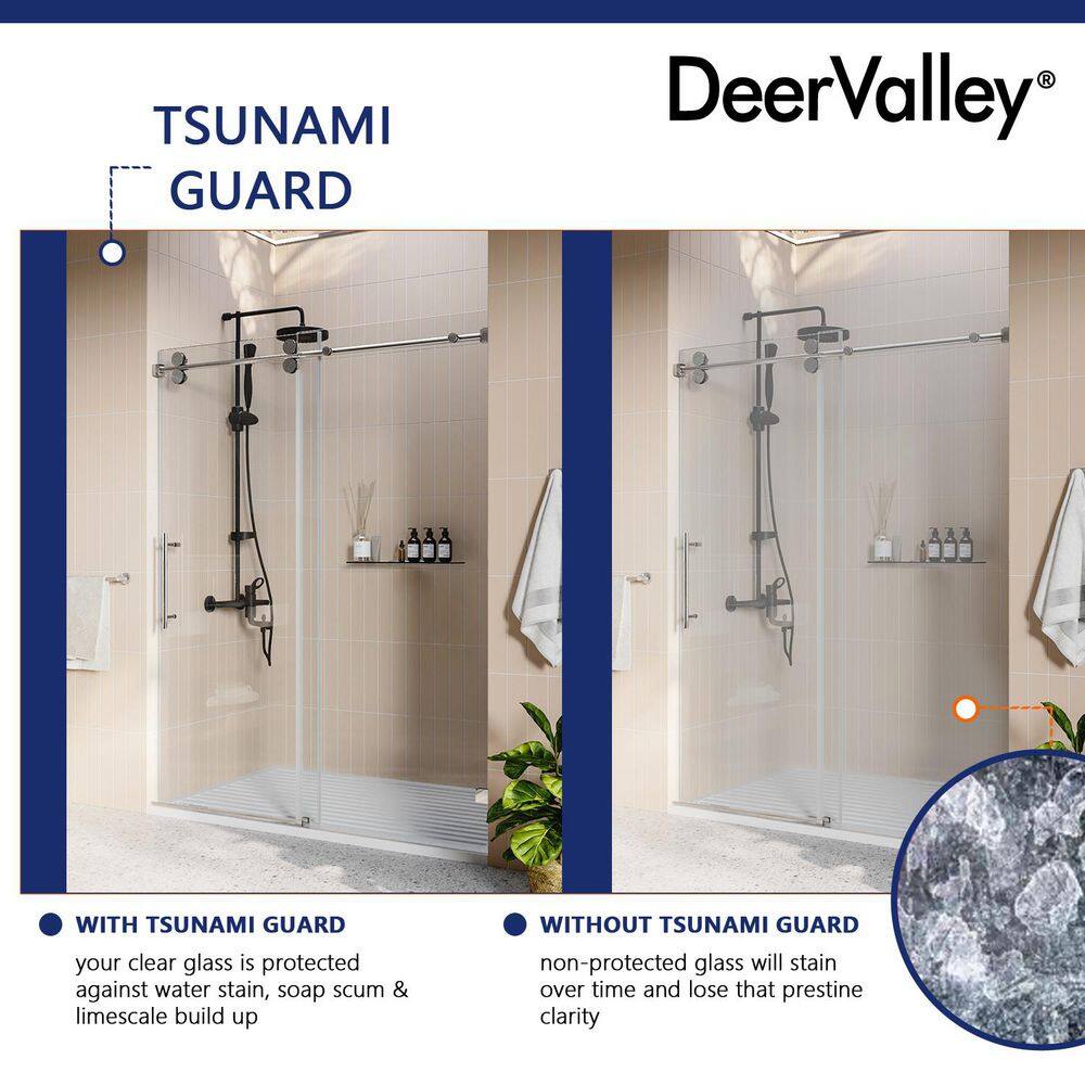 Concord 60" Frameless Sliding Shower Door with Chrome Finish