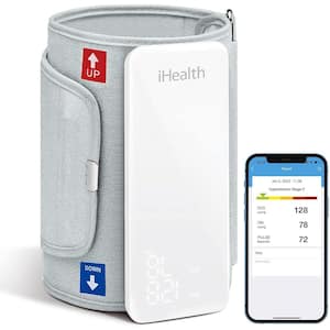 Bluetooth Ultra-Thin & Portable Blood Pressure Monitor App-Enabled for iOS & Android in White