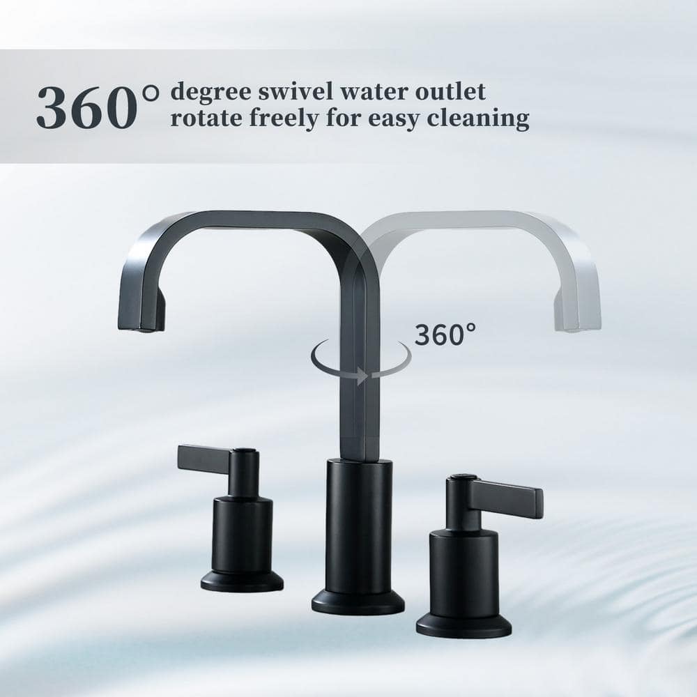 Matte Black Brass 8-inch Widespread Bathroom Faucet