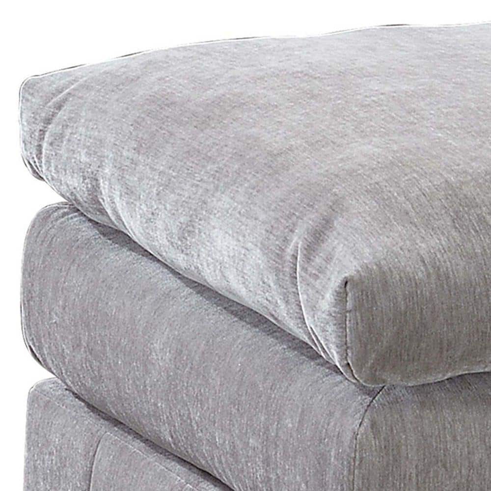 Luna Modular Plush Triple-Layer Cushioned Ottoman, 33" Grey Suede