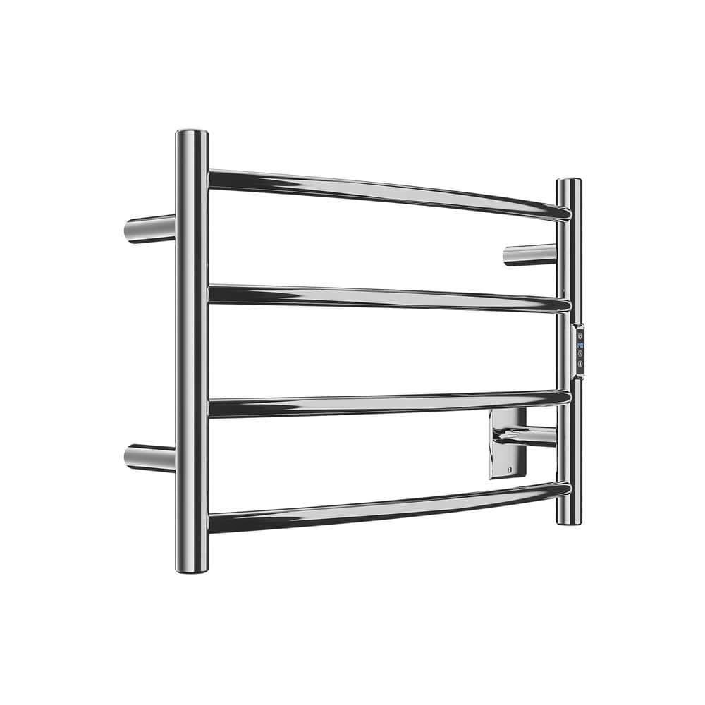 Glow Series 4-Bar Wall Mounted Electric Plug-In Bathroom Towel Warmer Rack 