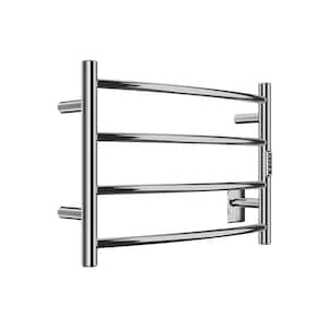 Glow Series 4-Bar Wall Mounted Electric Plug-In Bathroom Towel Warmer Rack in Polished Chrome Finish Stainless Steel