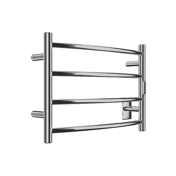 ANZZI Glow Series 4-Bar Wall Mounted Electric Plug-In Bathroom Towel Warmer Rack in Polished Chrome Finish Stainless Steel
