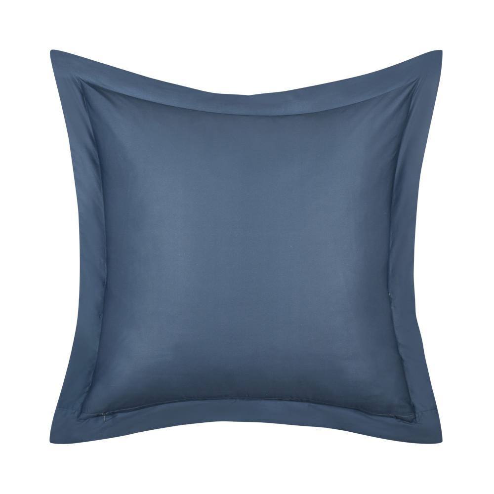 Solid Blue Cotton Euro Pillow Sham with Zipper Closure