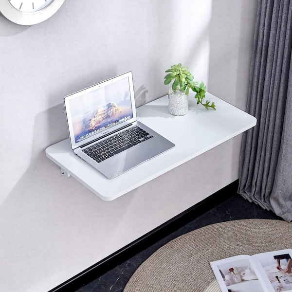 45 in. W x 22 in. D White Wood Decorative Wall Shelf, Wall