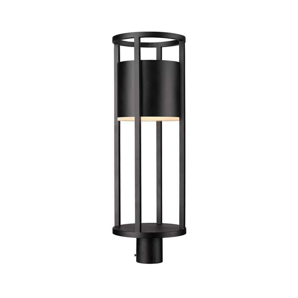 Luca 1-Light Black Aluminum Hardwired Outdoor Weather Resistant Post-Light 