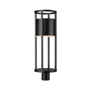 Luca 1-Light Black Aluminum Hardwired Outdoor Weather Resistant Post-Light with Integrated LED