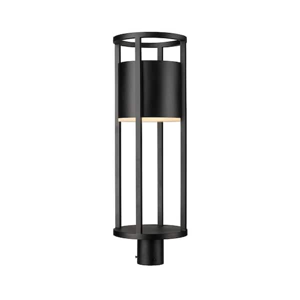 Unbranded Luca 1-Light Black Aluminum Hardwired Outdoor Weather Resistant Post-Light with Integrated LED