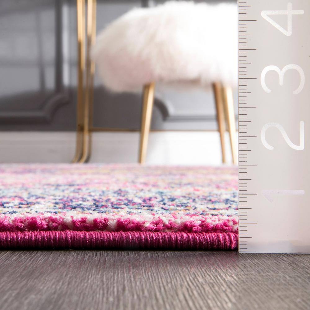 Pink and Blue Vintage Persian Style Rectangular Area Rug