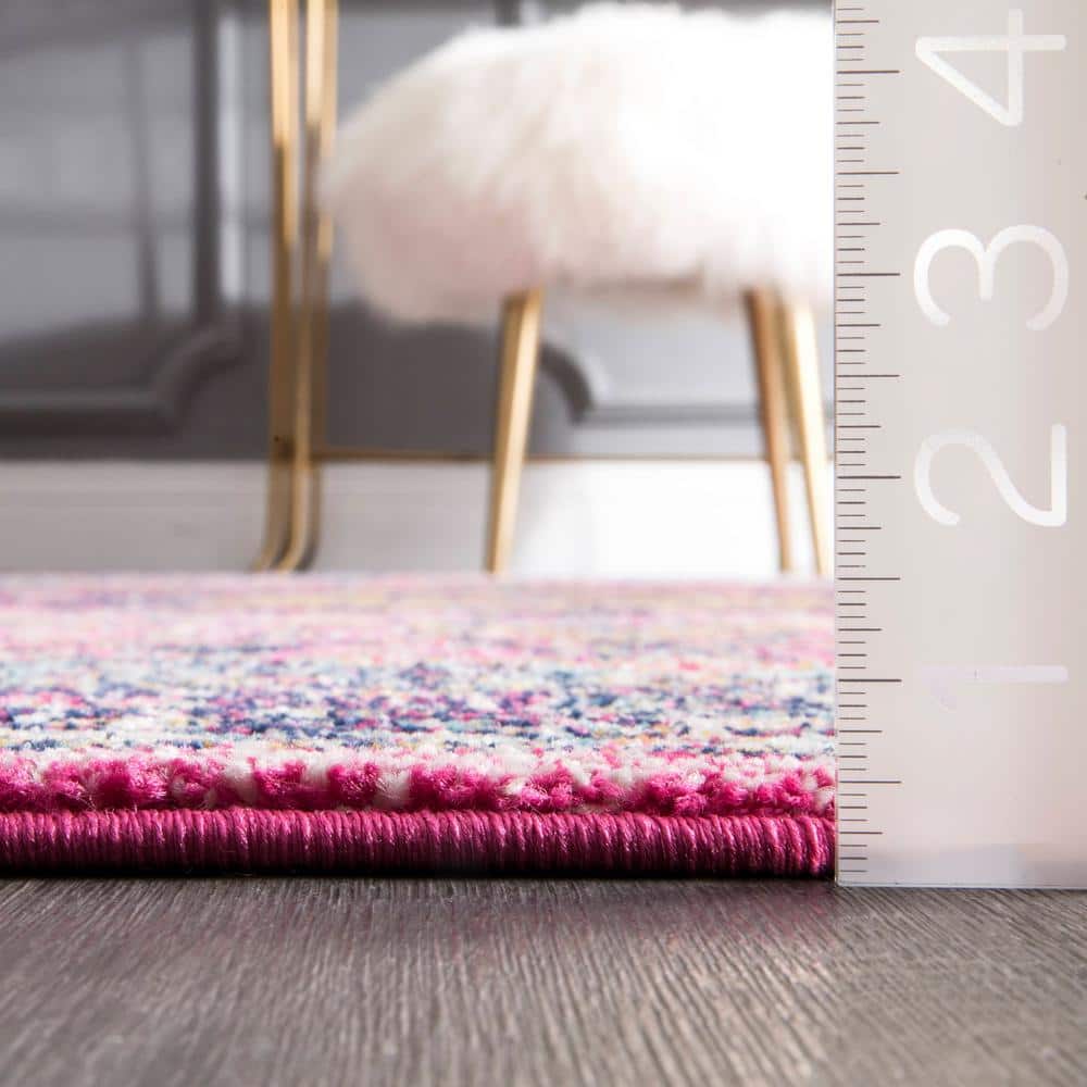 Verona Classic Pink 5' Square Synthetic Area Rug