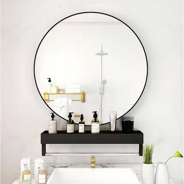 Reviews For Niveal 32 In W X 32 In H Round Framed Wall Bathroom Vanity Mirror Pg 4 The 3293