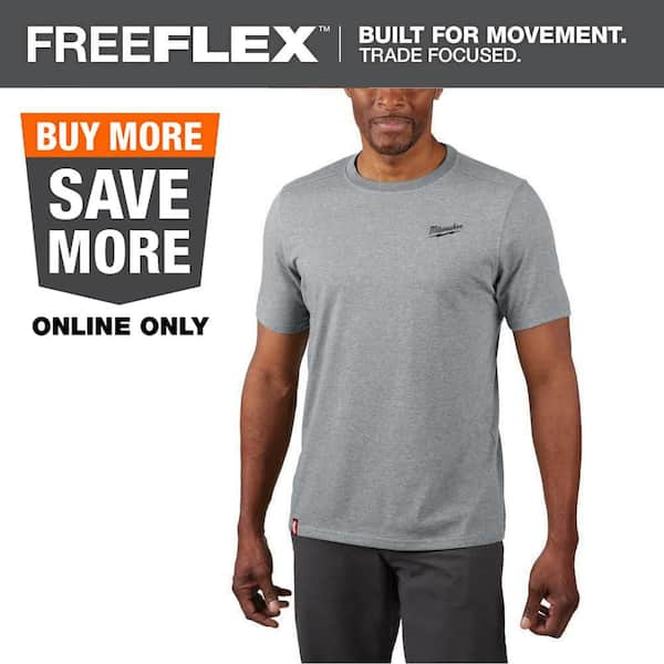 Milwaukee Men's 2X-Large Gray Cotton/Polyester Short-Sleeve Hybrid Work T-Shirt