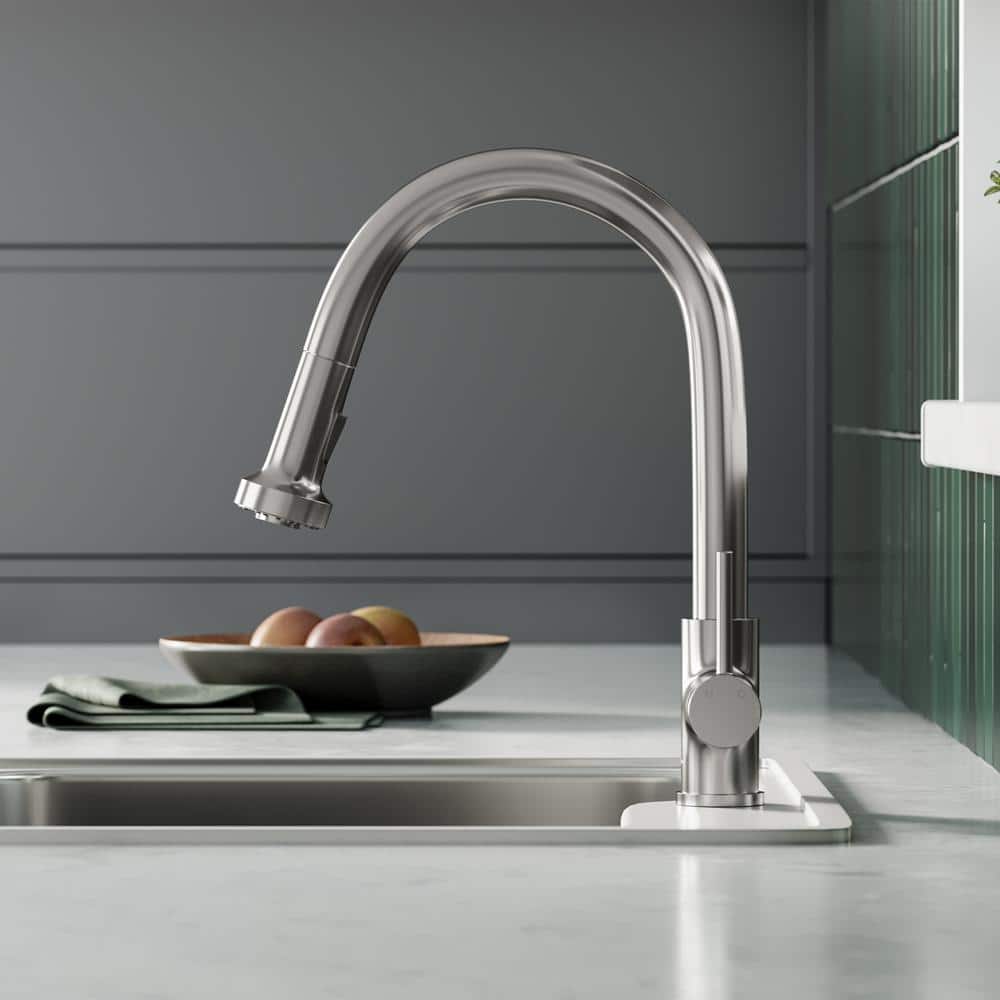 Brushed Nickel Single Handle Pull-Down Kitchen Faucet