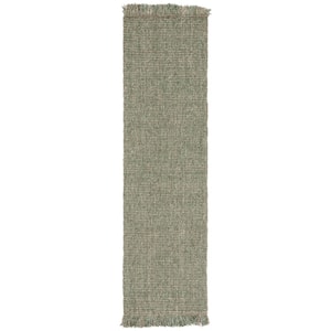 Natural Fiber Green/Beige 2 ft. x 8 ft. Woven Thread Runner Rug
