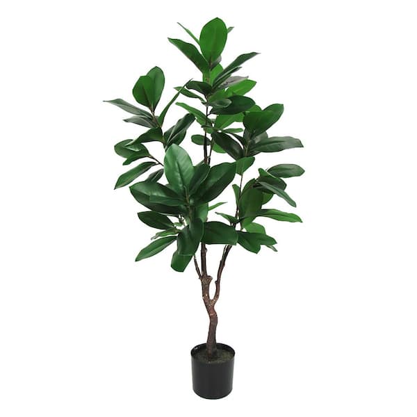 LIVING LUXURY 4 ft. Artificial Magnolia Tree Leaf Tree in Pot