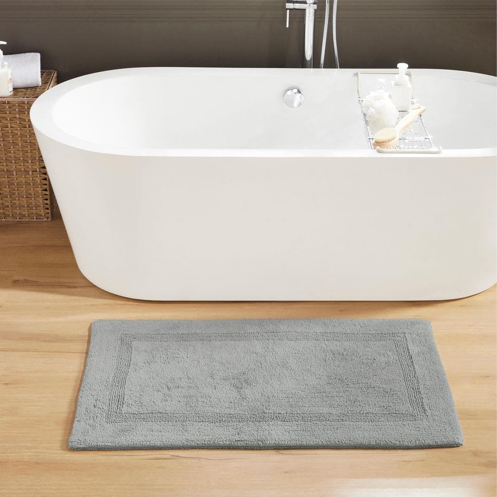 Better Trends Lux 24 in. x 40 in. Silver Race Track 100% Cotton Round ...