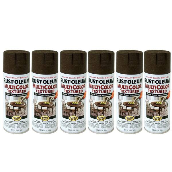 Rust-Oleum Stops Rust 12 oz. Gloss Autumn Brown Multicolor Textured Spray Paint (6-Pack)-DISCONTINUED