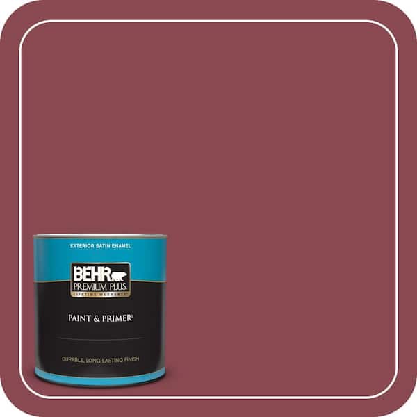 BEHR PREMIUM PLUS 1 qt. #ICC-83 Currant Jam Satin Enamel Exterior Paint & Primer