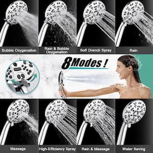 4.3 in. 8-Spray Patterns Wall Mount Handheld Shower Head 1.8 GPM in Chrome