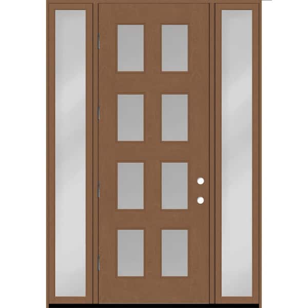 Regency 60 in. x 96 in. 8L Modern Clear Glass RHOS AutumnWh Stain Fiberglass Prehung Front Door w/Clear10in. SLs 4-9/16