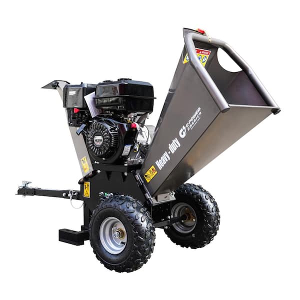 5 in. Chipper Capacity 420cc 15HP Gas Powered Wood Chipper Shredder Mulcher with Towbar, Emergency Stop Button & Bar