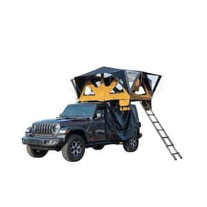 7.54 ft. x 4.6 ft. Brown Oxford Cloth Car Roof Top Tent with foam mattress and Black aluminum alloy telescopic ladder