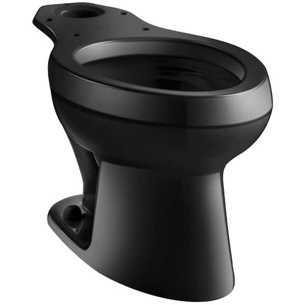 KOHLER Wellworth Pressure Lite Elongated Toilet Bowl Only in Black Black