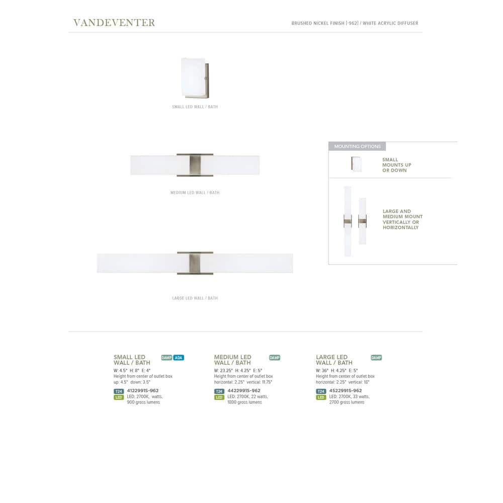 Brushed Nickel LED Wall Sconce with White Acrylic Shade