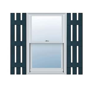 12 in. W x 59 in. H Vinyl Exterior Spaced Board and Batten Shutters Pair in Midnight Blue