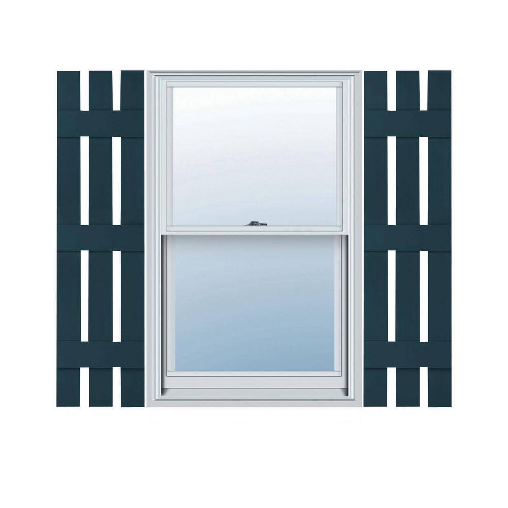 12 in. W x 80 in. H Vinyl Exterior Spaced Board and Batten Shutters Pair in Midnight Blue