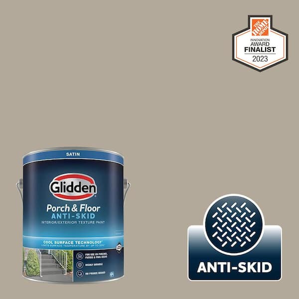 Glidden Porch and Floor 1 gal. PPG1025-4 Sharkskin Satin Interior/Exterior Anti-Skid Porch and Floor Paint with Cool Surface Technology