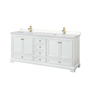 Deborah 80 in. W x 22 in. D x 35 in. H Double Sink Bath Vanity in White with Carrara Cultured Marble Top