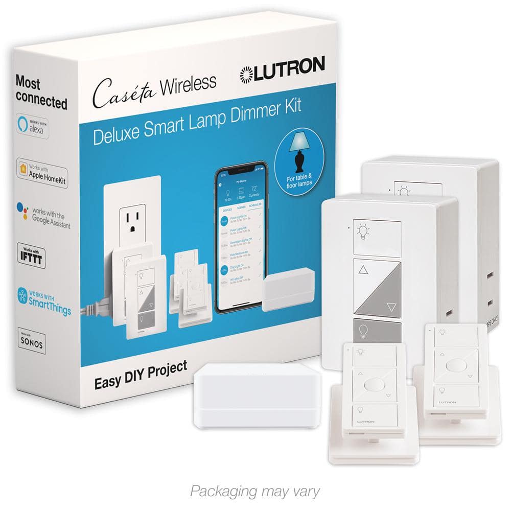 Lutron Caseta Smart Lamp Dimmer and Remote Kit, for Table Lamps, 150-Watt  LED Bulbs, White (P-PKG1P-WH-R) P-PKG1P-WH-R - The Home Depot