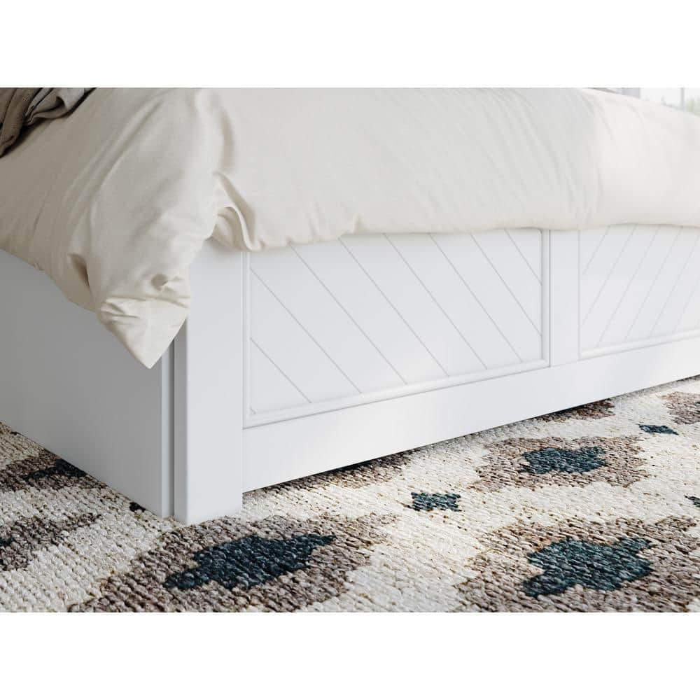 Canyon White Full Wood Platform Bed with Storage Drawers