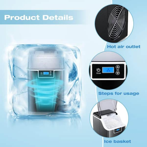 Edendirect 26 lbs./24-Hours Countertop Portable Ice Maker in Black with Ice  Scoop and Basket for Home Bar, Office NBLWCA221018004 - The Home Depot